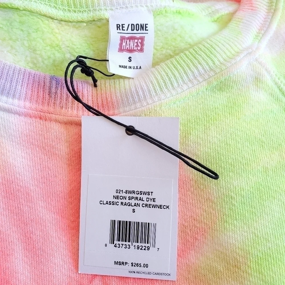 RE/DONE x Hanes Classic Raglan Crewneck Pullover Sweatshirt Size Small - Picture 14 of 16